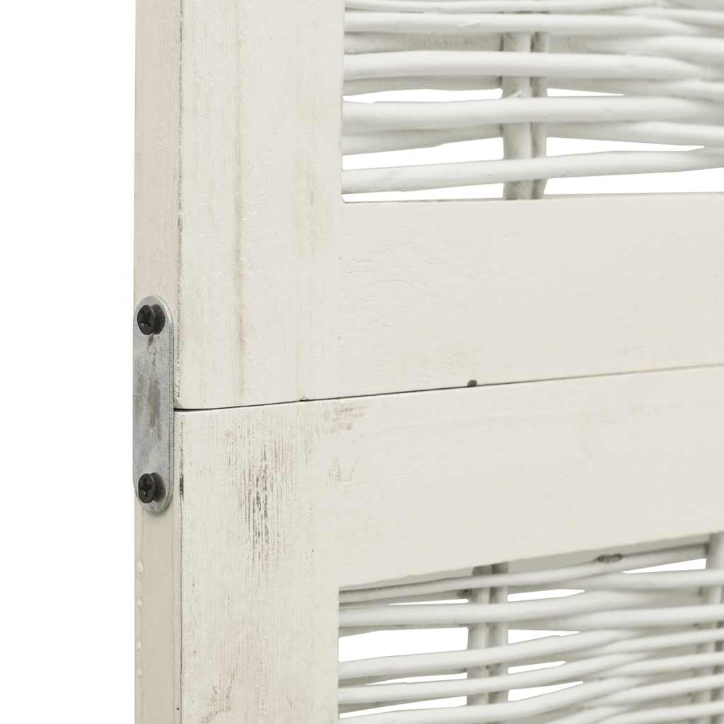 Διαχωριστικό Χώρου με 5 Πάνελ Λευκό από Μασίφ Ξύλο Παυλώνιας