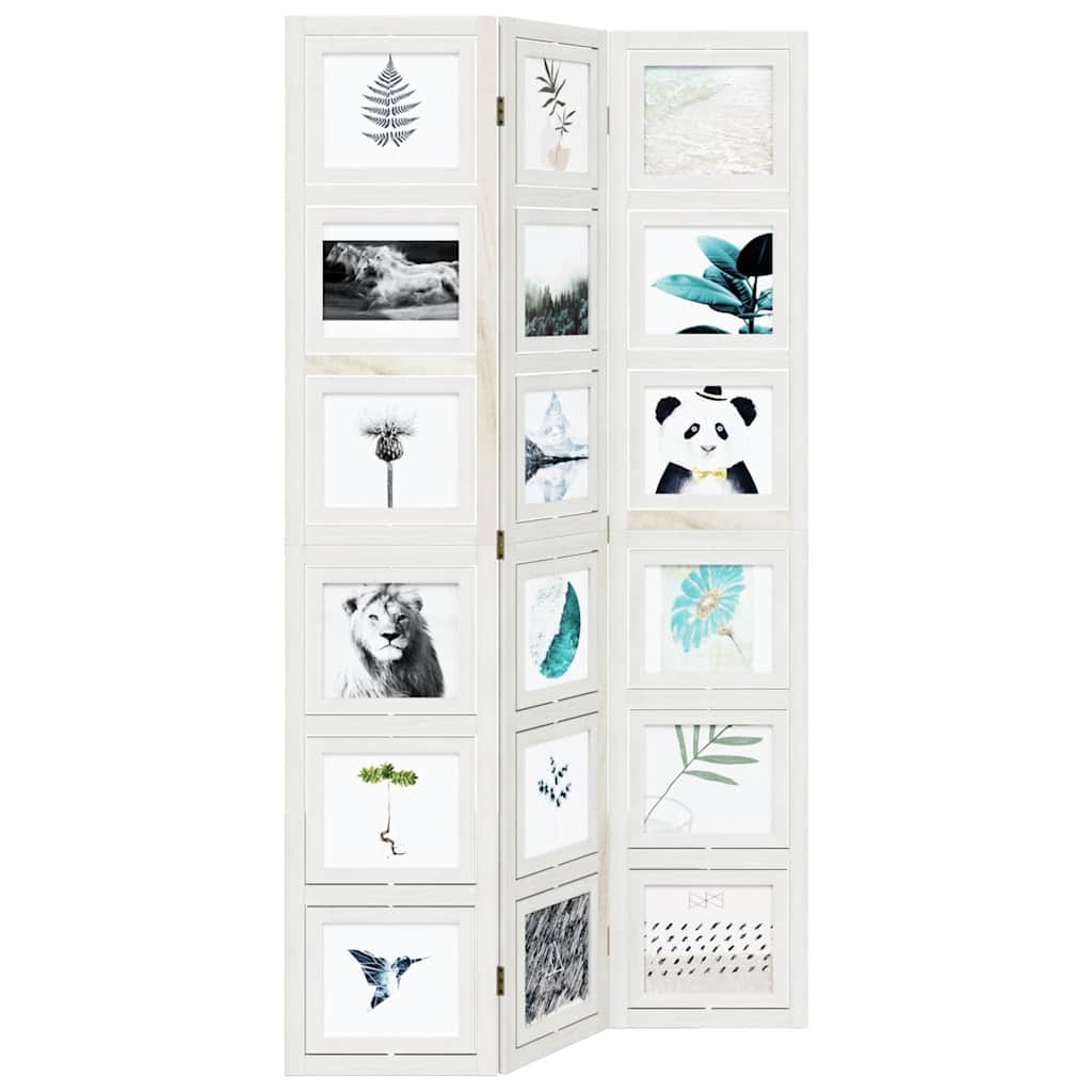 Διαχωριστικό Χώρου με 3 Πάνελ Λευκό από Μασίφ Ξύλο Παυλώνιας