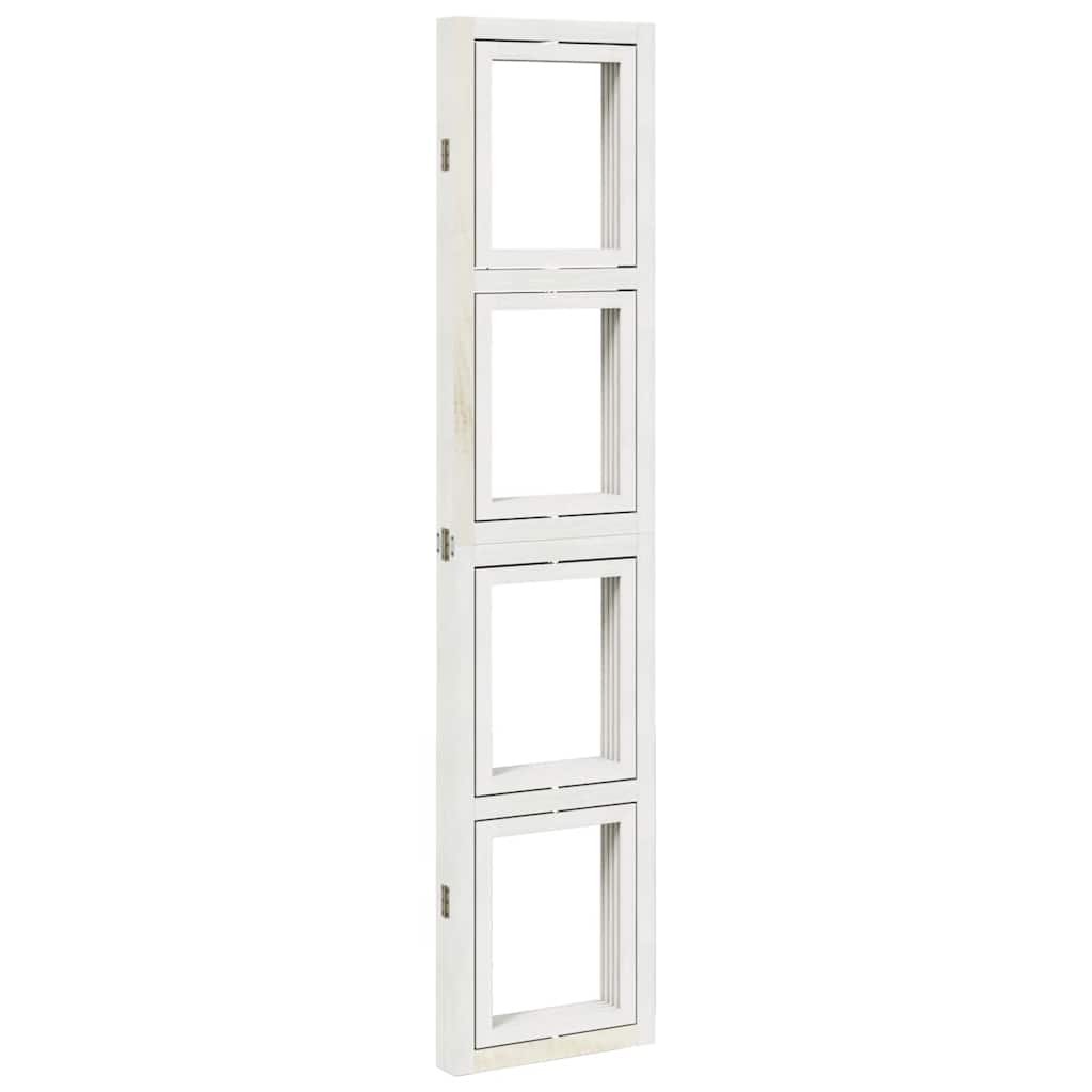 Διαχωριστικό Χώρου με 4 Πάνελ Λευκό από Μασίφ Ξύλο Παυλώνιας