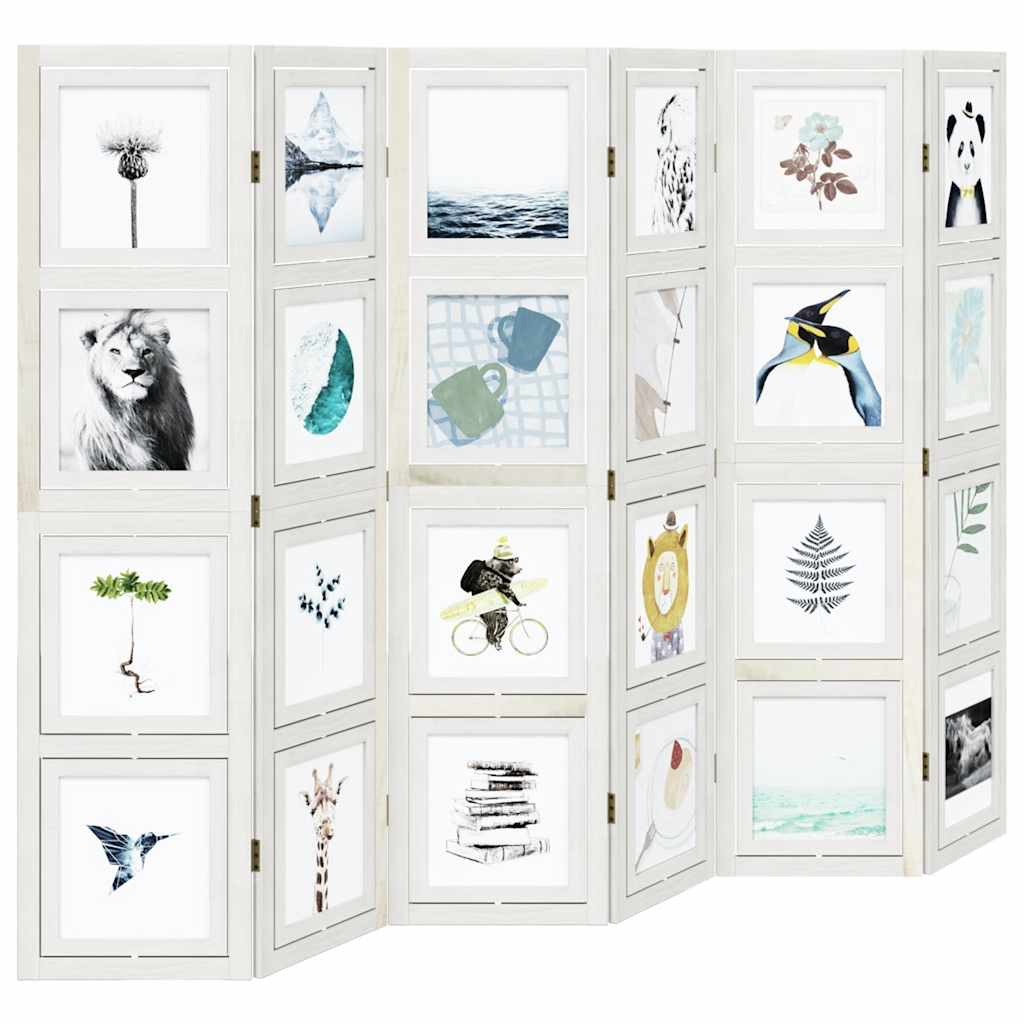 Διαχωριστικό Χώρου με 6 Πάνελ Λευκό από Μασίφ Ξύλο Παυλώνιας - Pakobazaar