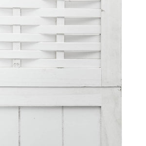 Διαχωριστικό Χώρου με 5 Πάνελ Λευκό από Μασίφ Ξύλο Παυλώνιας