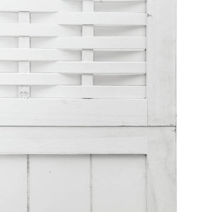 Διαχωριστικό Χώρου με 5 Πάνελ Λευκό από Μασίφ Ξύλο Παυλώνιας