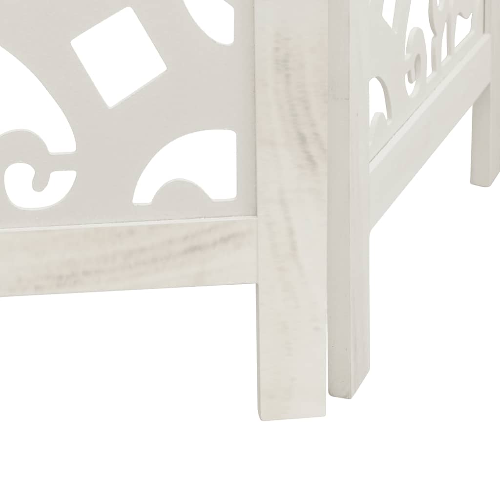 Διαχωριστικό Χώρου με 3 Πάνελ Λευκό από Μασίφ Ξύλο Παυλώνιας