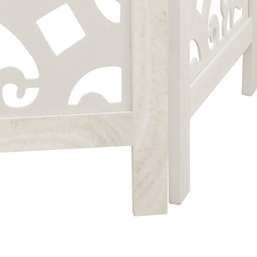 Διαχωριστικό Χώρου με 4 Πάνελ Λευκό από Μασίφ Ξύλο Παυλώνιας