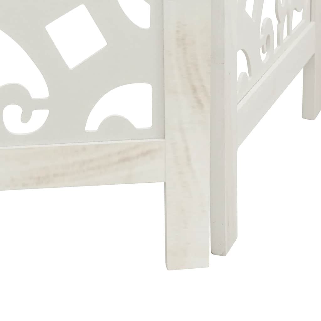 Διαχωριστικό Χώρου με 4 Πάνελ Λευκό από Μασίφ Ξύλο Παυλώνιας