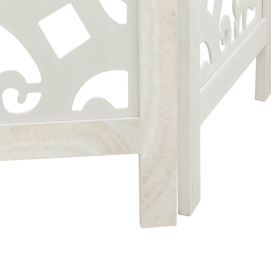 Διαχωριστικό Χώρου με 5 Πάνελ Λευκό από Μασίφ Ξύλο Παυλώνιας