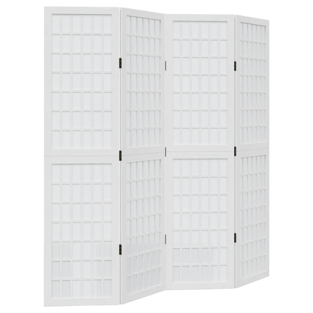 Διαχωριστικό Χώρου με 4 Πάνελ Λευκό από Μασίφ Ξύλο Παυλώνιας - Pakobazaar