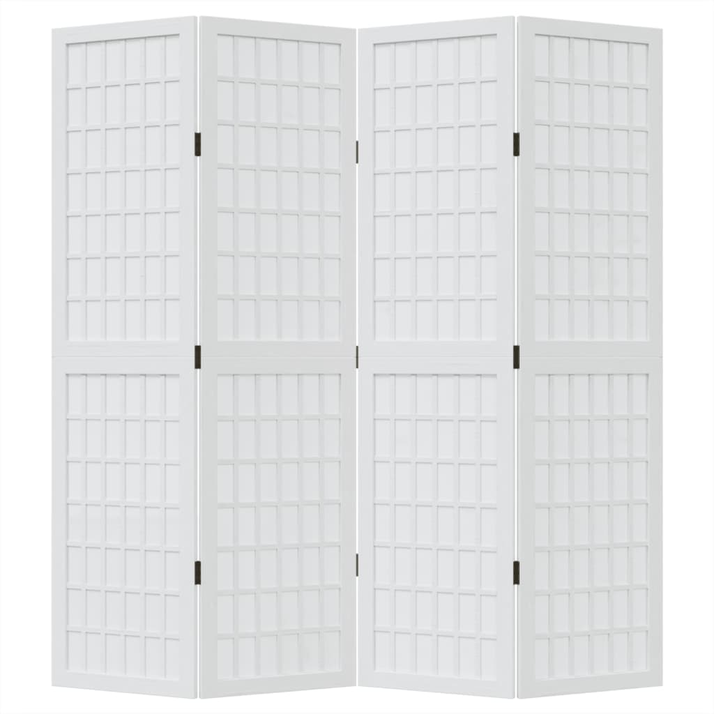 Διαχωριστικό Χώρου με 4 Πάνελ Λευκό από Μασίφ Ξύλο Παυλώνιας - Pakobazaar