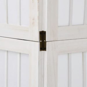 Διαχωριστικό Χώρου με 4 Πάνελ Λευκό από Μασίφ Ξύλο Παυλώνιας