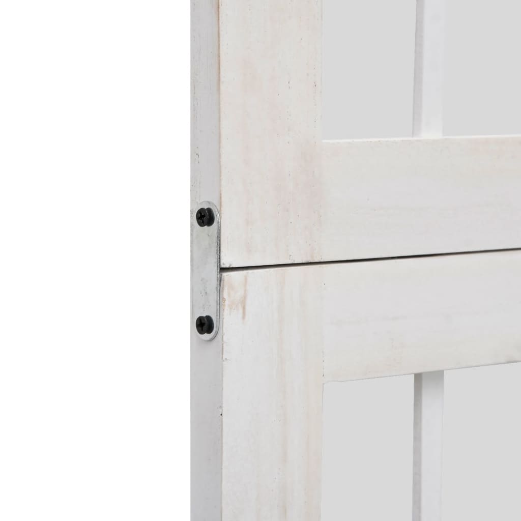 Διαχωριστικό Χώρου με 4 Πάνελ Λευκό από Μασίφ Ξύλο Παυλώνιας