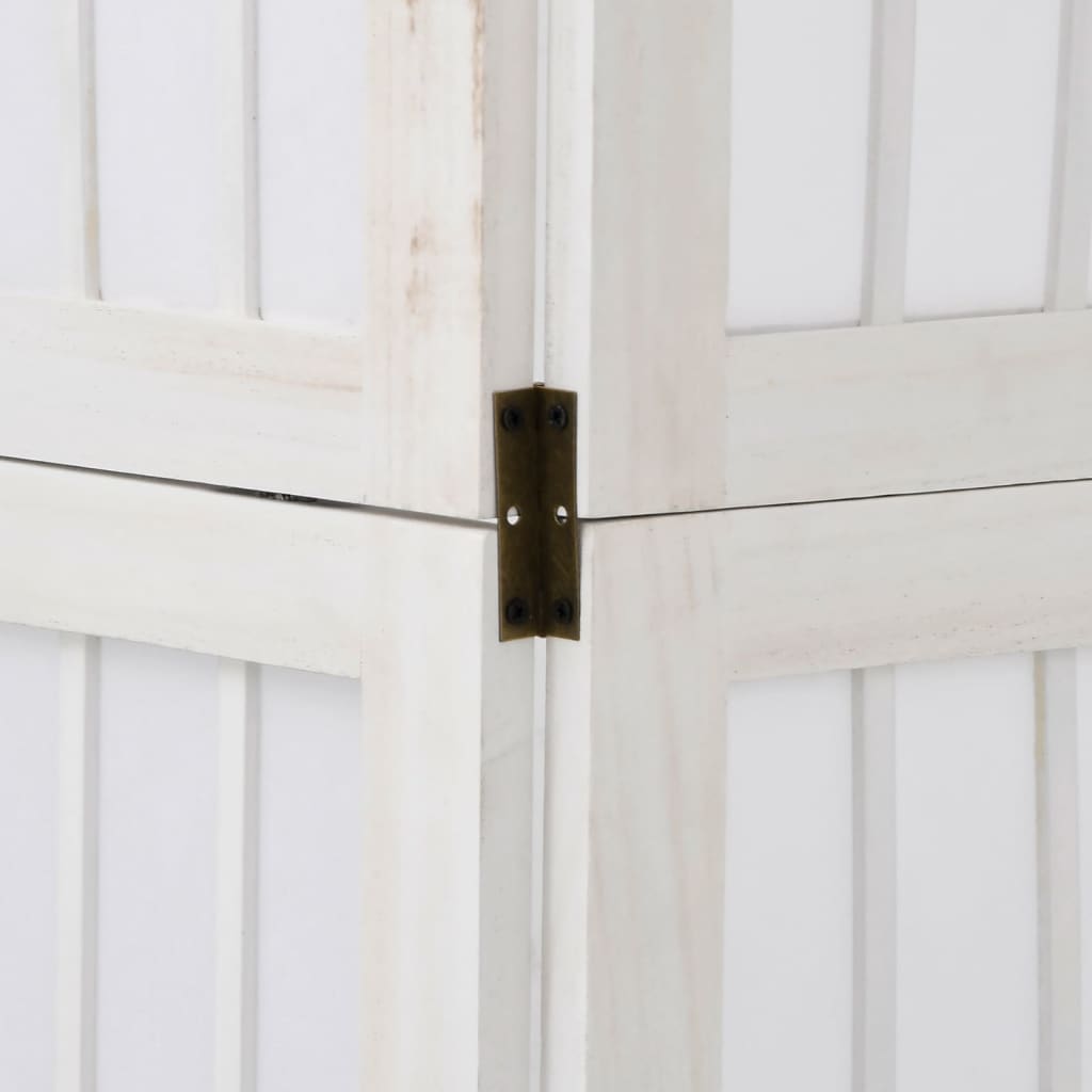 Διαχωριστικό Χώρου με 5 Πάνελ Λευκό από Μασίφ Ξύλο Παυλώνιας - Pakobazaar