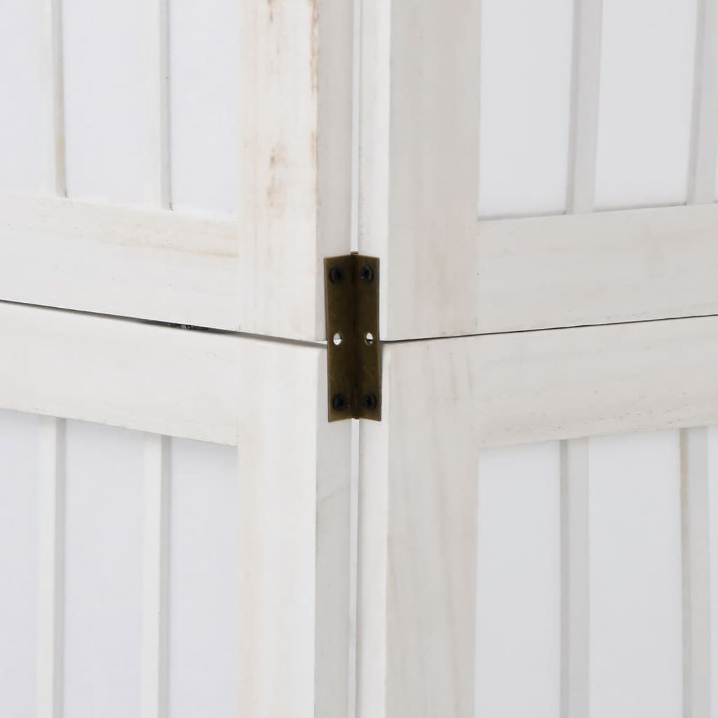 Διαχωριστικό Χώρου με 5 Πάνελ Λευκό από Μασίφ Ξύλο Παυλώνιας