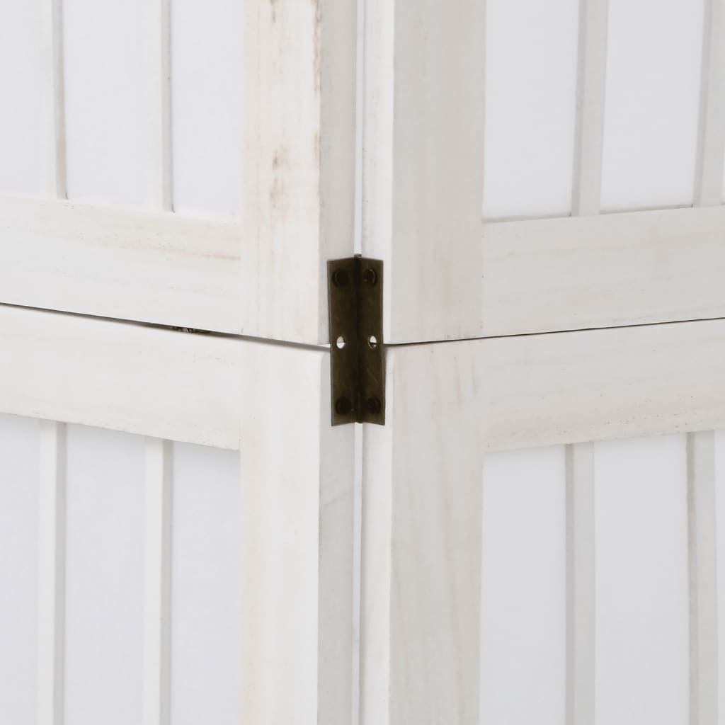 Διαχωριστικό Χώρου με 6 Πάνελ Λευκό από Μασίφ Ξύλο Παυλώνιας