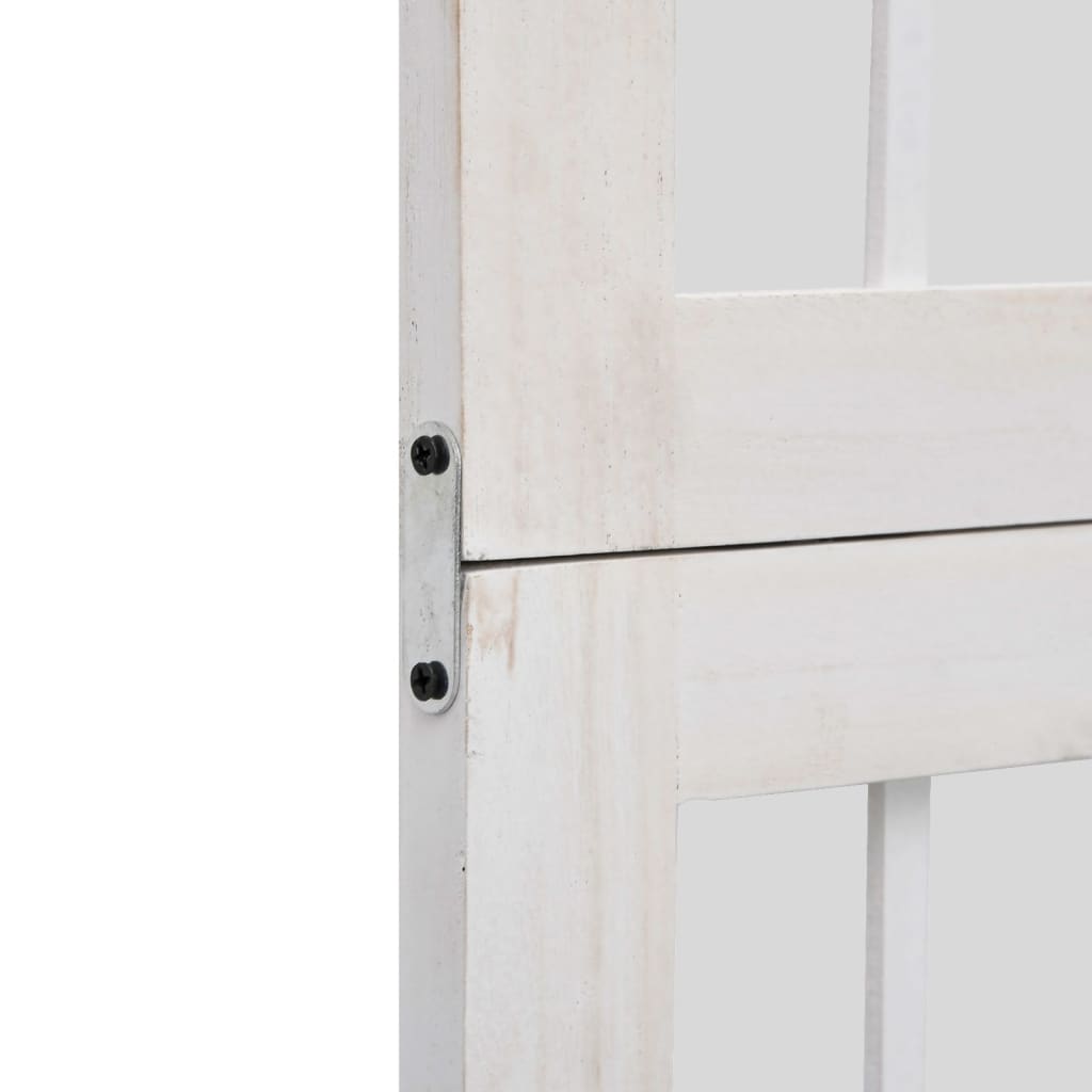 Διαχωριστικό Χώρου με 6 Πάνελ Λευκό από Μασίφ Ξύλο Παυλώνιας - Pakobazaar