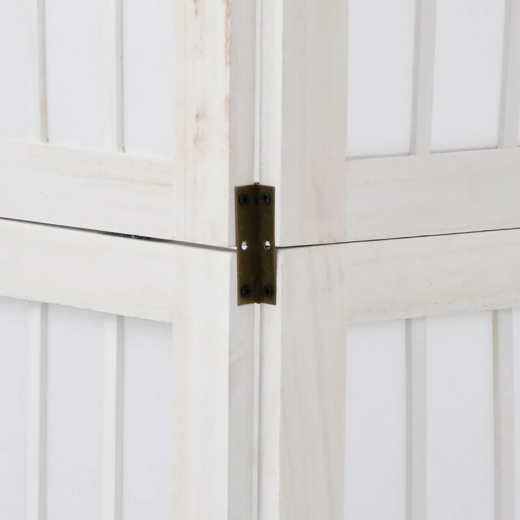 Διαχωριστικό Χώρου με 6 Πάνελ Λευκό από Μασίφ Ξύλο Παυλώνιας - Pakobazaar