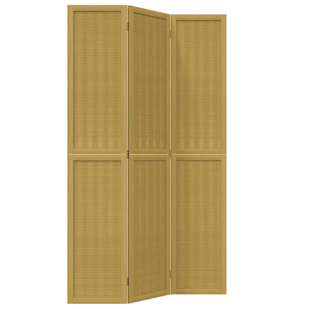 Διαχωριστικό Χώρου με 3 Πάνελ Καφέ από Μασίφ Ξύλο Παυλώνιας