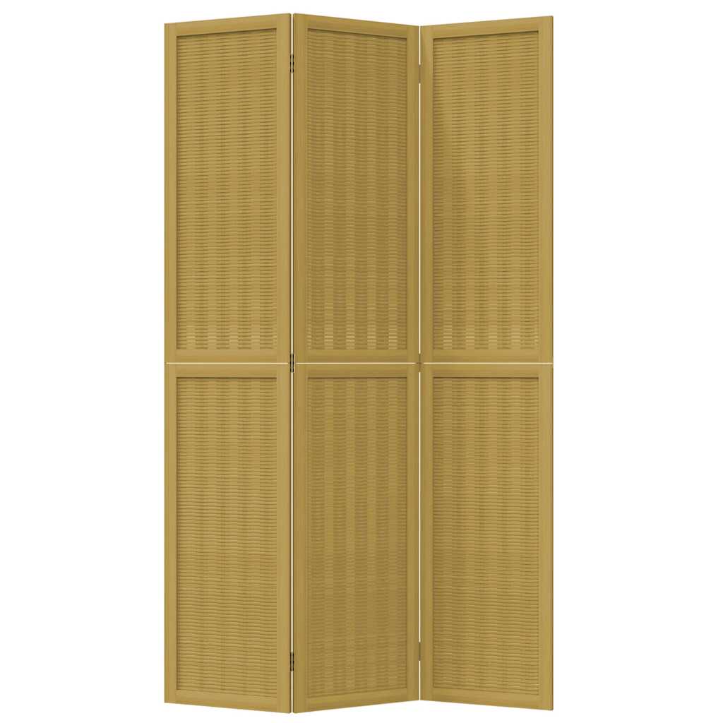 Διαχωριστικό Χώρου με 3 Πάνελ Καφέ από Μασίφ Ξύλο Παυλώνιας