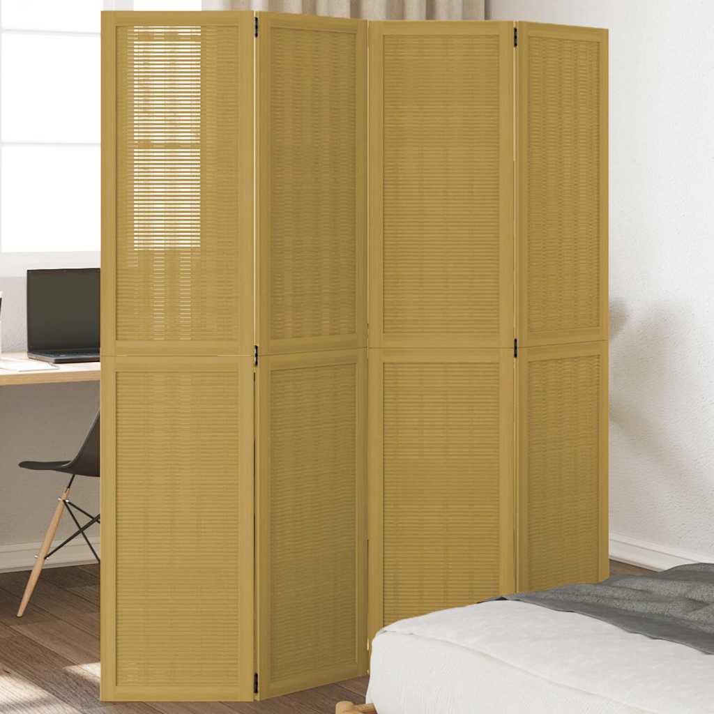 Διαχωριστικό Χώρου με 4 Πάνελ Καφέ από Μασίφ Ξύλο Παυλώνιας - Pakobazaar