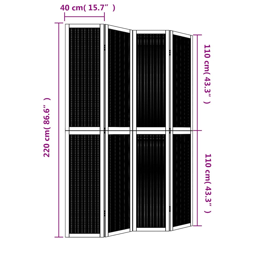 Διαχωριστικό Χώρου με 4 Πάνελ Καφέ από Μασίφ Ξύλο Παυλώνιας