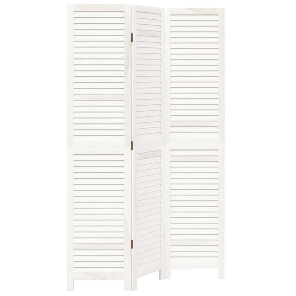 Διαχωριστικό Χώρου με 3 Πάνελ Λευκό από Μασίφ Ξύλο Παυλώνιας - Pakobazaar