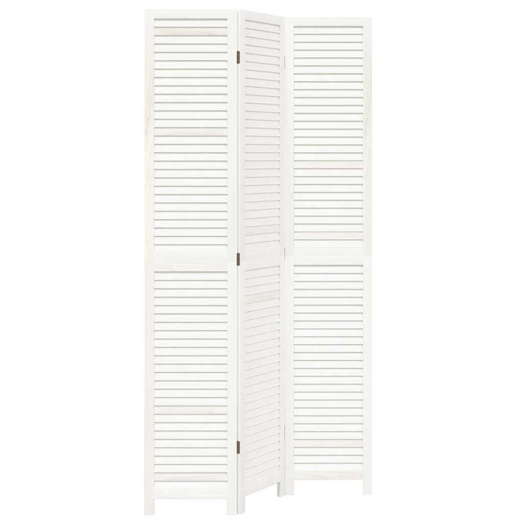 Διαχωριστικό Χώρου με 3 Πάνελ Λευκό από Μασίφ Ξύλο Παυλώνιας - Pakobazaar