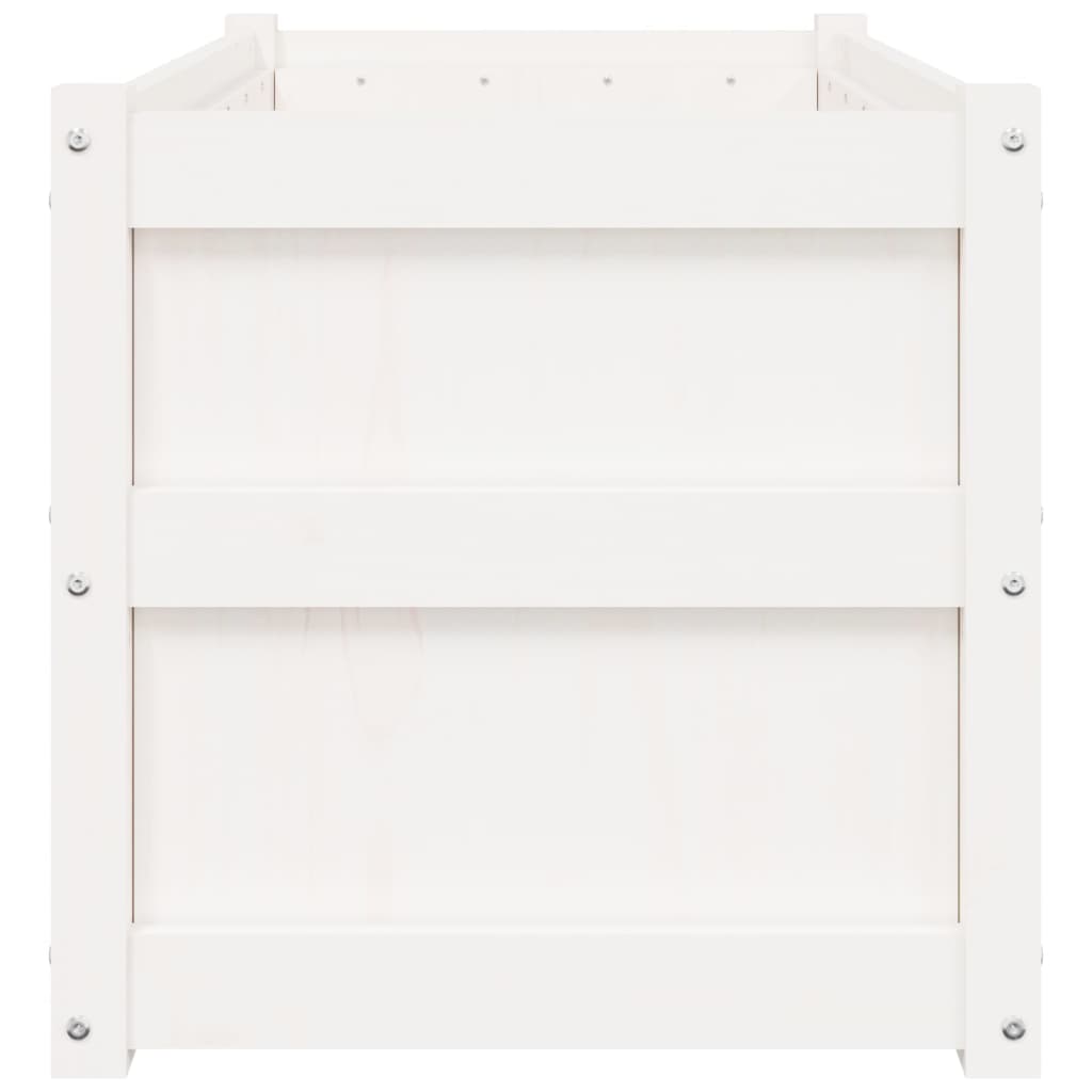 Ζαρντινιέρες 2 τεμ. Λευκό Μασίφ Ξύλο Πεύκου - Pakobazaar