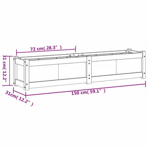 Ζαρντινιέρα Λευκή 150 x 31 x 31 εκ. από Μασίφ Ξύλο Πεύκου