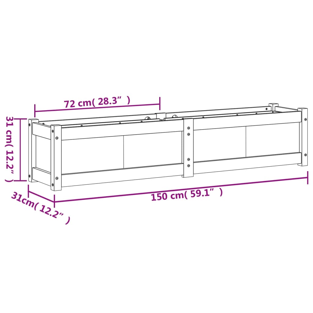 Ζαρντινιέρα 150 x 31 x 31 εκ. από Εμποτισμένο Ξύλο Πεύκου