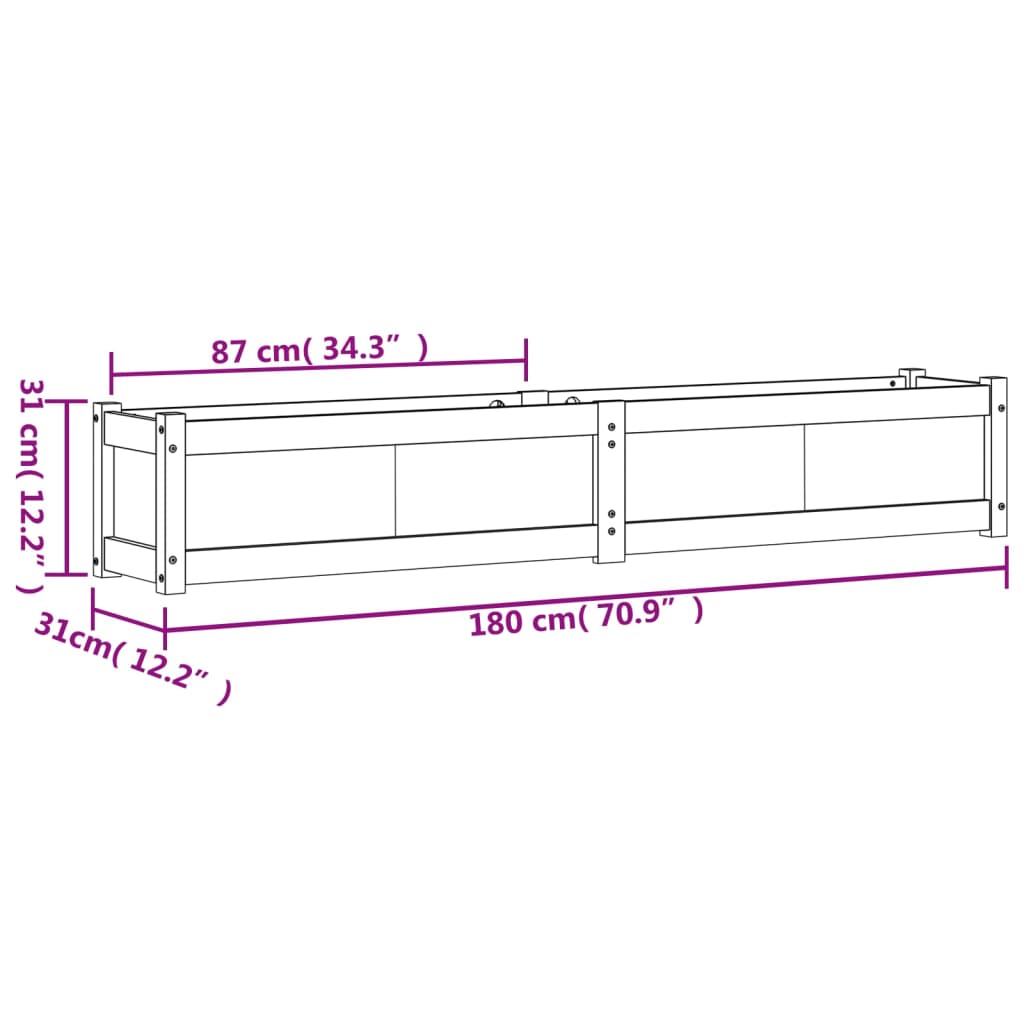Ζαρντινιέρα 180 x 31 x 31 εκ. από Εμποτισμένο Ξύλο Πεύκου