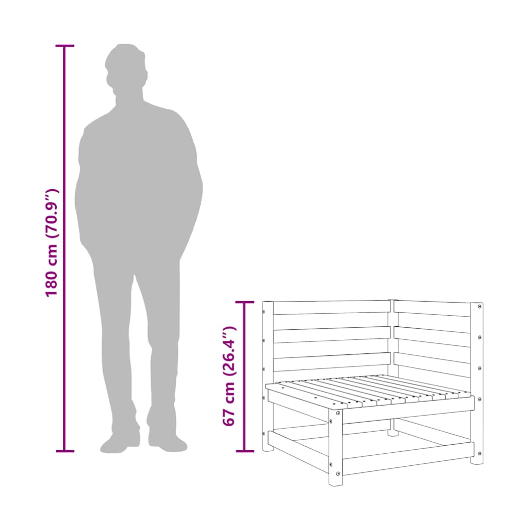 Καναπέδες Κήπου Γωνιακοί 2 τεμ. 70x70x67 εκ. Επεξ. Ξύλο Πεύκου - Pakobazaar