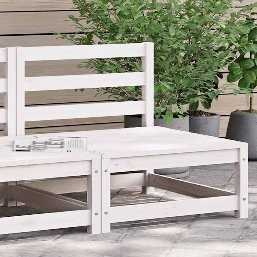 Καναπές Κήπου Χωρίς Μπράτσα Λευκός 70x70x67εκ Μασίφ Ξύλο Πεύκου - Pakobazaar