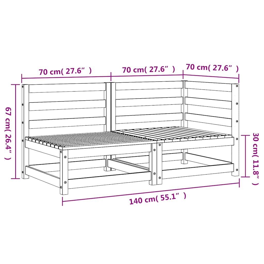 Καναπές Κήπου Διθέσιος από Επεξ. Ξύλο Πεύκου - Pakobazaar