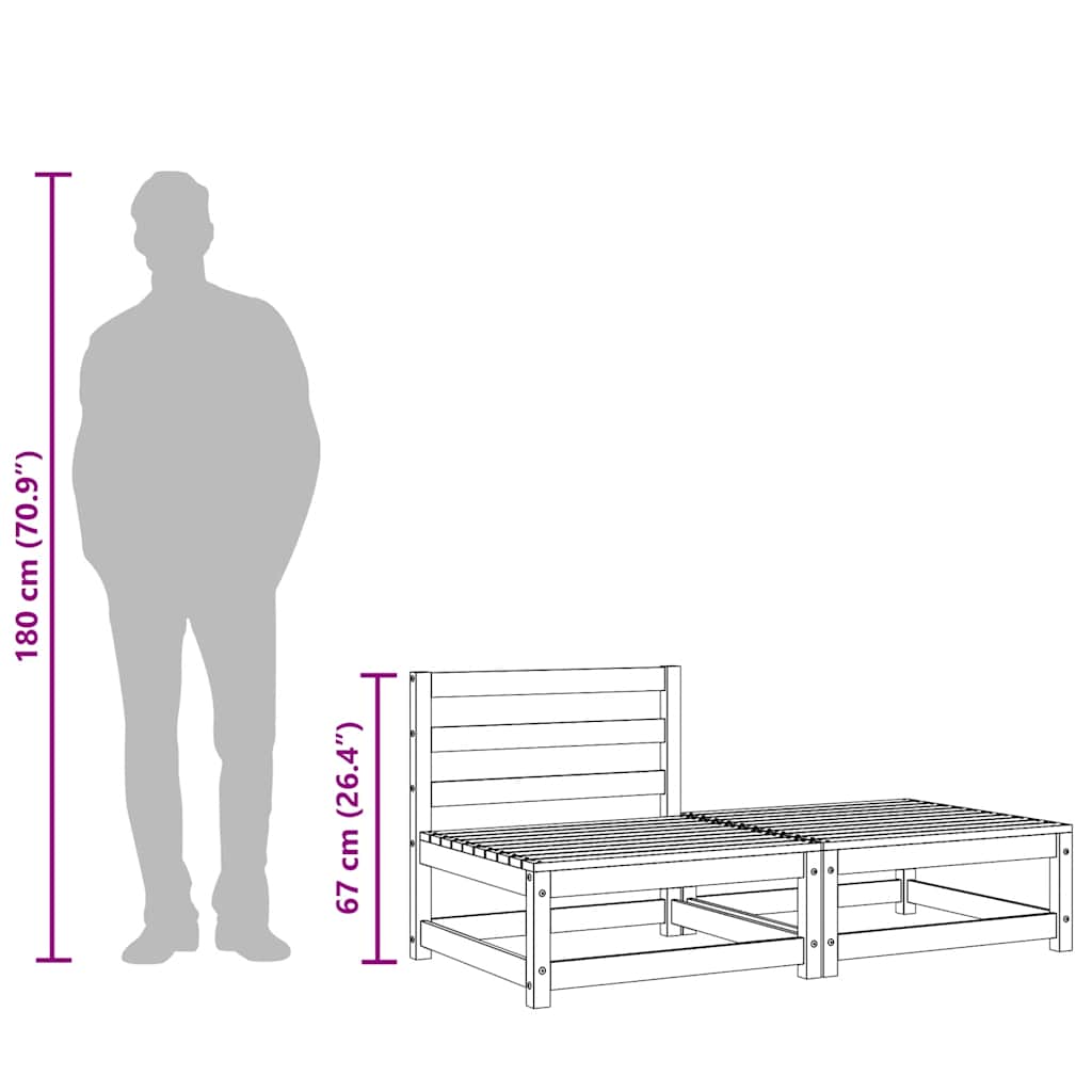 Καναπές Κήπου Χωρίς Μπράτσα με Υποπόδιο από Μασίφ Ξύλο Πεύκου - Pakobazaar
