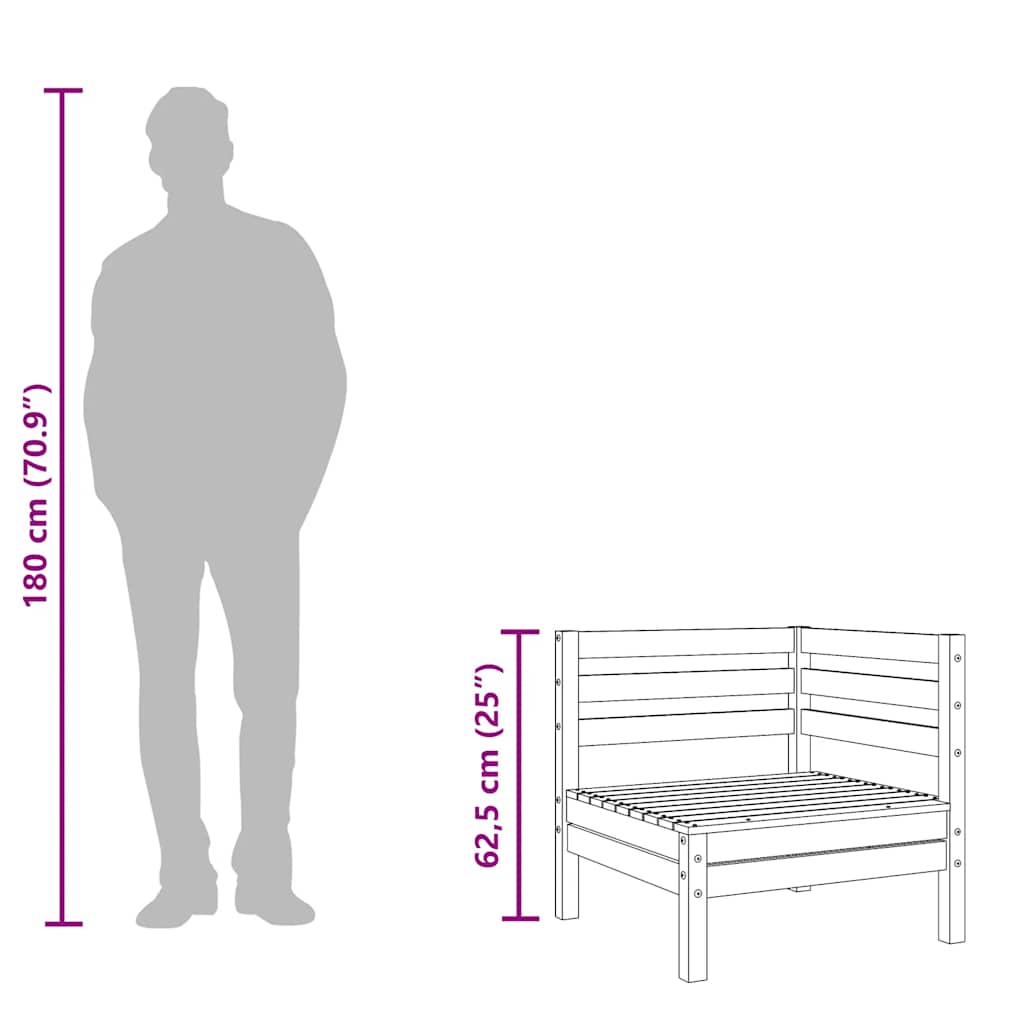 Καναπές Κήπου Διθέσιος με Υποπόδιο Μασίφ Ξύλο Πεύκου - Pakobazaar