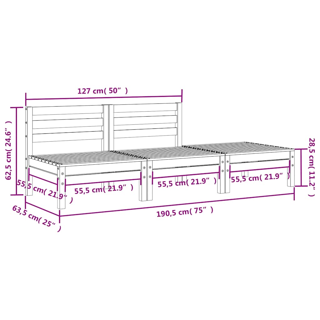 Καναπές Κήπου Τριθέσιος από Μασίφ Ξύλο Πεύκου - Pakobazaar