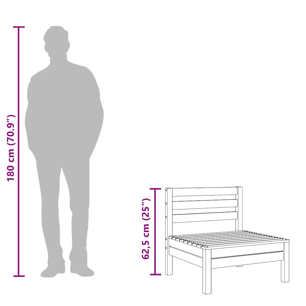 Καναπές Κήπου Τριθέσιος Καφέ κεριού από Μασίφ Ξύλο Πεύκου - Pakobazaar