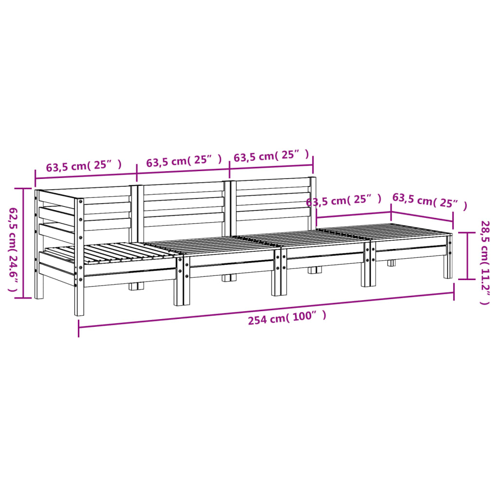 Καναπές Κήπου Τετραθέσιος από Μασίφ Ξύλο Ψευδοτσούγκας - Pakobazaar