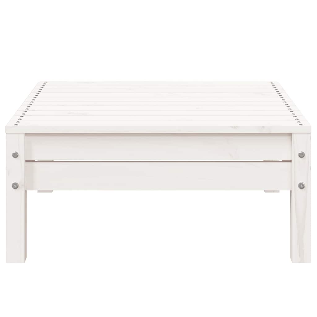 Καναπές Κήπου Τριθέσιος με Υποπόδιο Λευκός Μασίφ Ξύλο Πεύκου - Pakobazaar