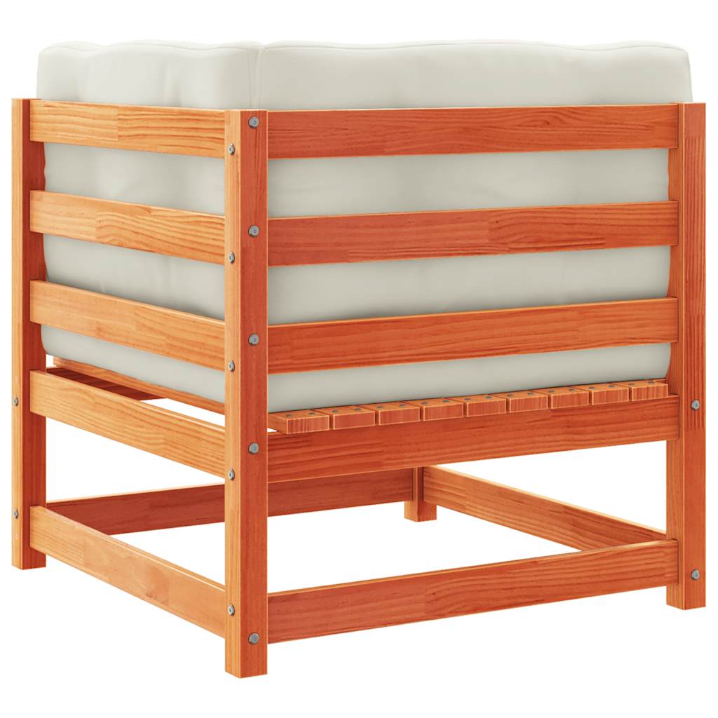 Καναπέδες Κήπου Γωνιακοί 2 τεμ. Καφέ Μασίφ Πεύκο με Μαξιλάρια - Pakobazaar