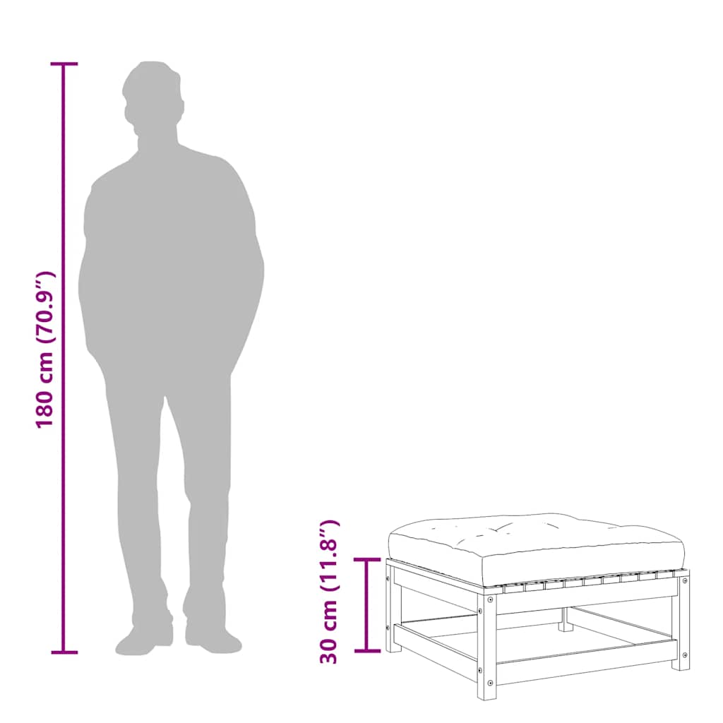 Υποπόδιο Κήπου από Μασίφ Ξύλο Πεύκου με Μαξιλάρι - Pakobazaar