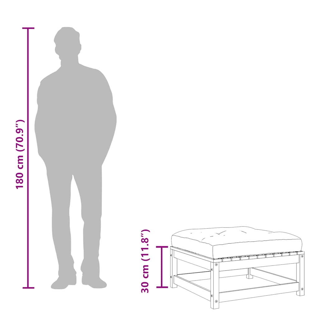 Υποπόδια Κήπου με Μαξιλάρια 2 τεμ. από Μασίφ Ξύλο Ψευδοτσούγκας - Pakobazaar