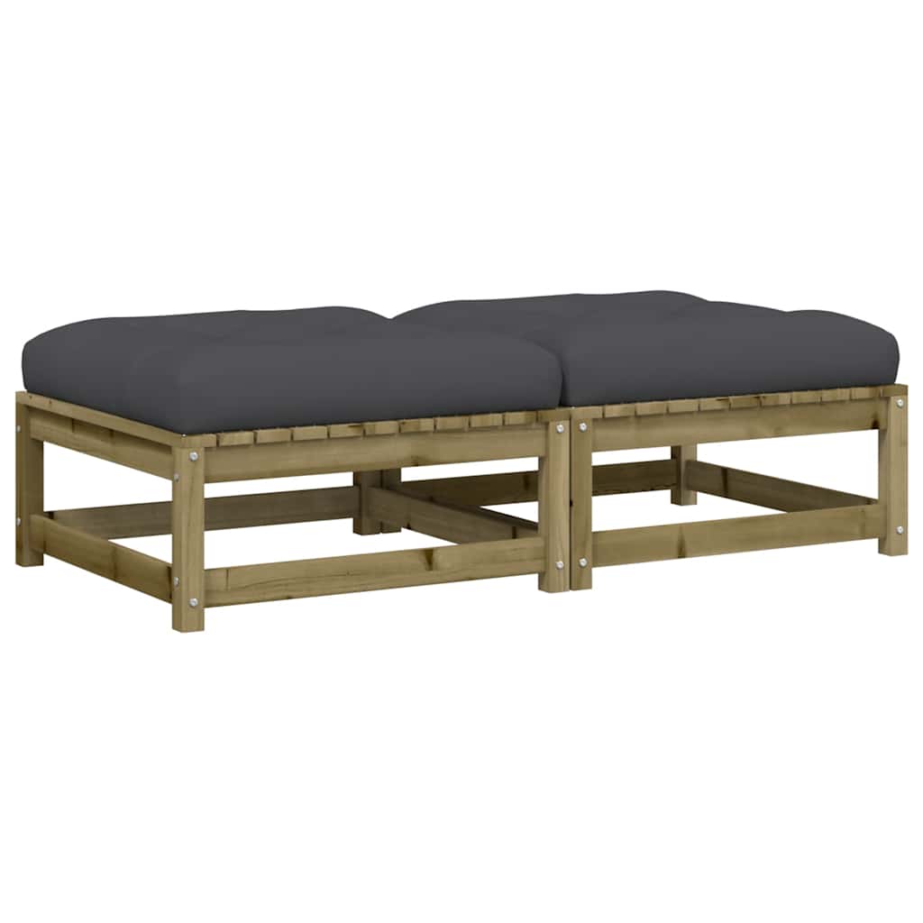 Υποπόδια Κήπου με Μαξιλάρια 2 τεμ. από Εμποτισμένο Ξύλο Πεύκου - Pakobazaar