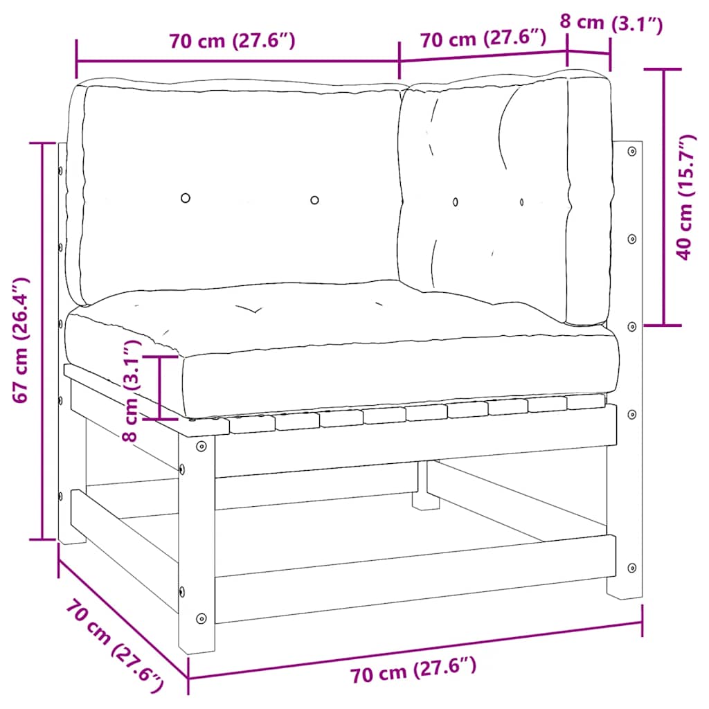 Καναπές Κήπου Γωνιακός Μασίφ Ξύλο Ψευδοτσούγκας με Μαξιλάρια - Pakobazaar