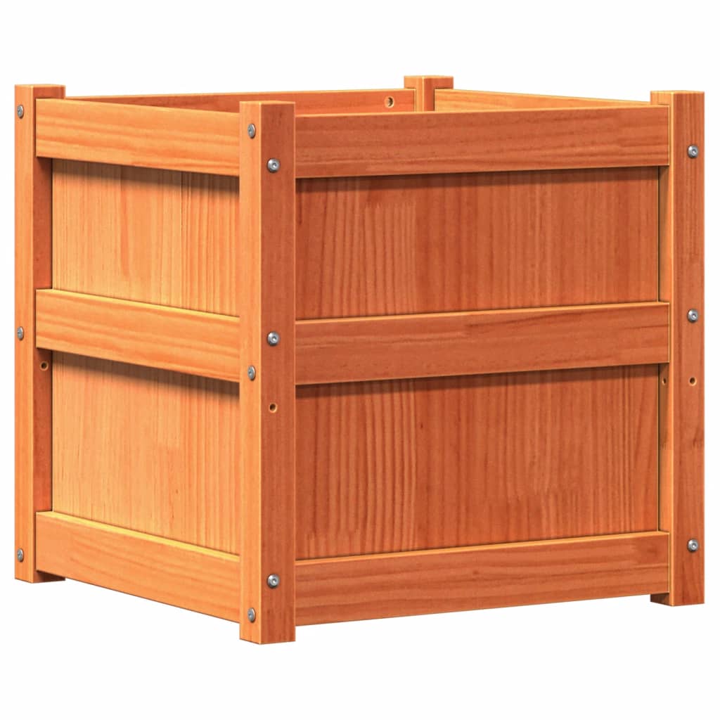 Ζαρντινιέρες 2 τεμ. Καφέ Κεριού από Μασίφ Ξύλο Πεύκου