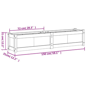 Ζαρντινιέρα 150 x 31 x 31 εκ. από Μασίφ Ξύλο Ψευδοτσούγκας - Pakobazaar
