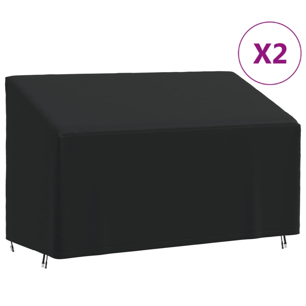 Καλύμματα Τριθέσιων Πάγκων 2 τεμ Μαύρα 165x70x65/94εκ Ύφ.Oxford
