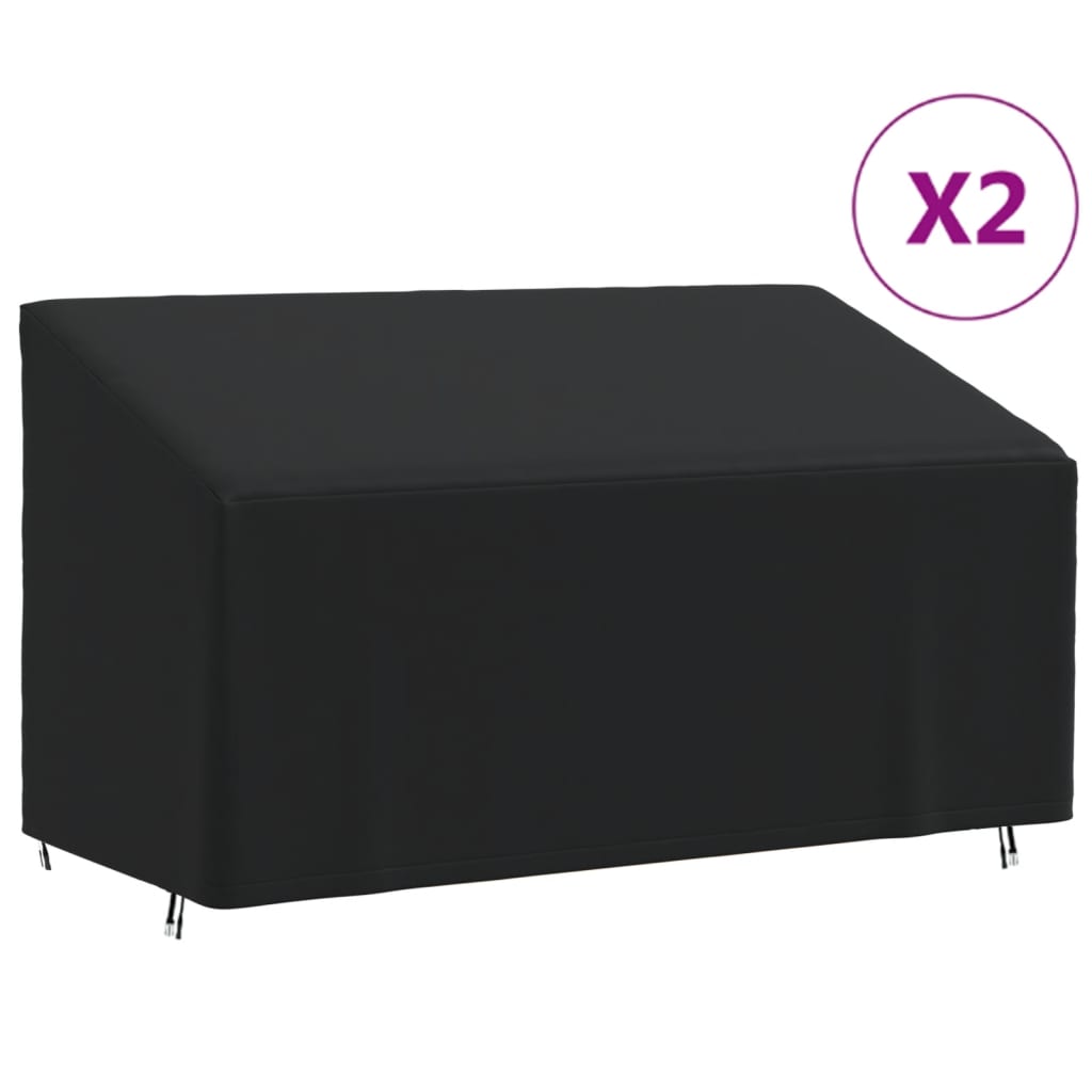 Καλύμματα Τριθέσιων Πάγκων 2 τεμ Μαύρα 175x85x68/94εκ Ύφ.Oxford - Pakobazaar