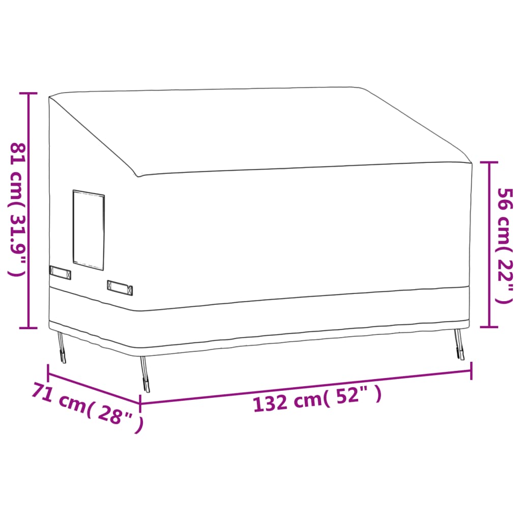 Καλύμματα Διθέσιων Πάγκων 2 τεμ. Μαύρα 132x71x56/81εκ Ύφ.Oxford
