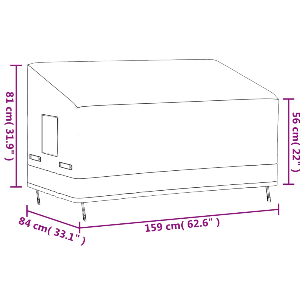 Καλύμματα Τριθέσιων Πάγκων 2 τεμ Μαύρα 159x84x56/81εκ Ύφ.Oxford - Pakobazaar