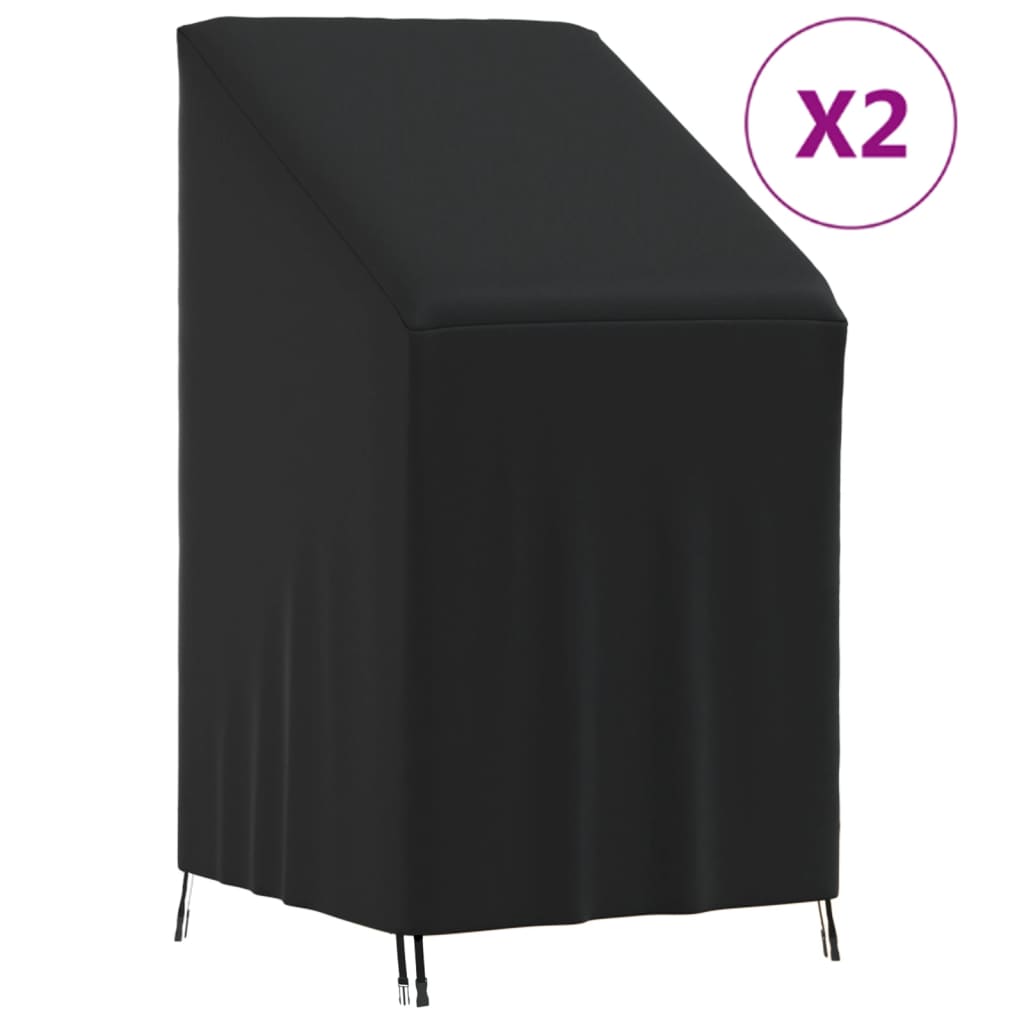 Καλύμματα Καρέκλας Κήπου 2 τεμ. Μαύρα 70x70x85/125εκ Ύφ. Oxford